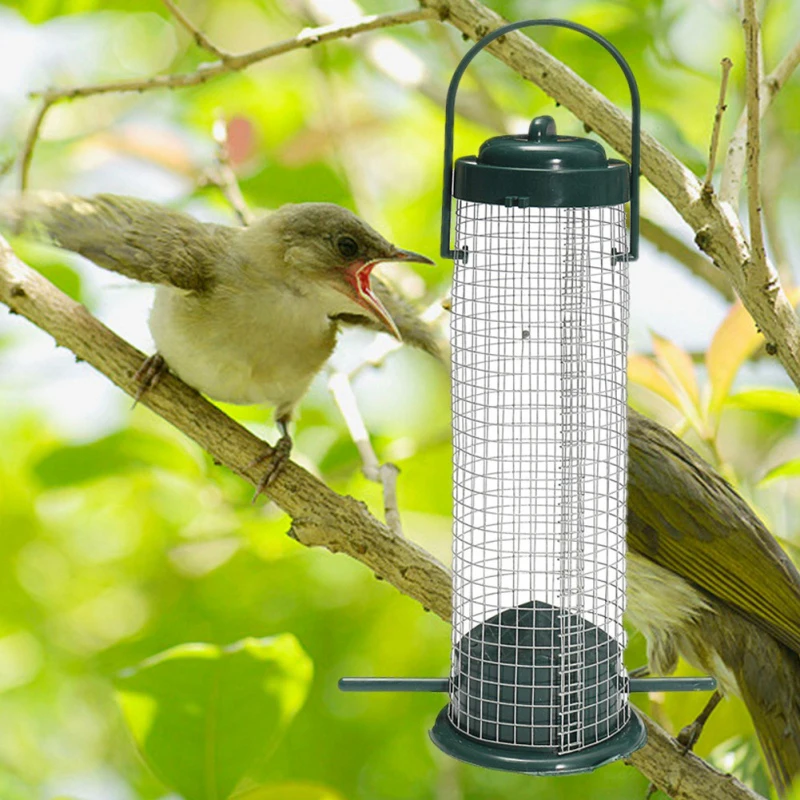 

Green Outdoor Hanging Bird Feeder Plastic Wild Bird Peanut Seed Nut Feeder Hanger Bird Supplies Standing Feeder Tableware