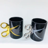 ceramic coffee mug cup with scissors handle silver gold creative cup mug for coffee tea milk water office and home tazas