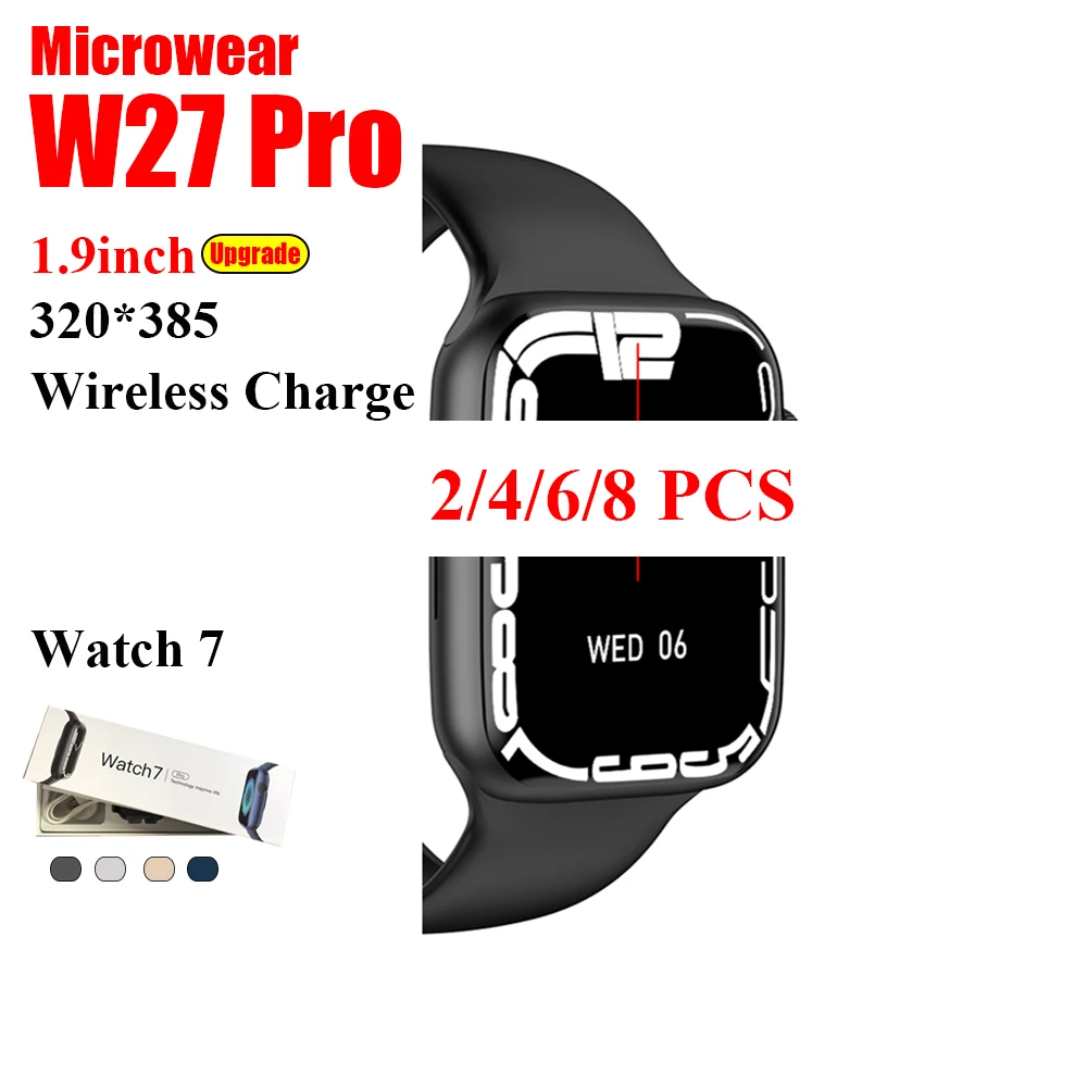 

2022 IWO Series 7 Smart Watches for Men W27 Pro 1.9inch Bluetooth Call Wireless Charge NFC Heart Rate Smart Bracelet