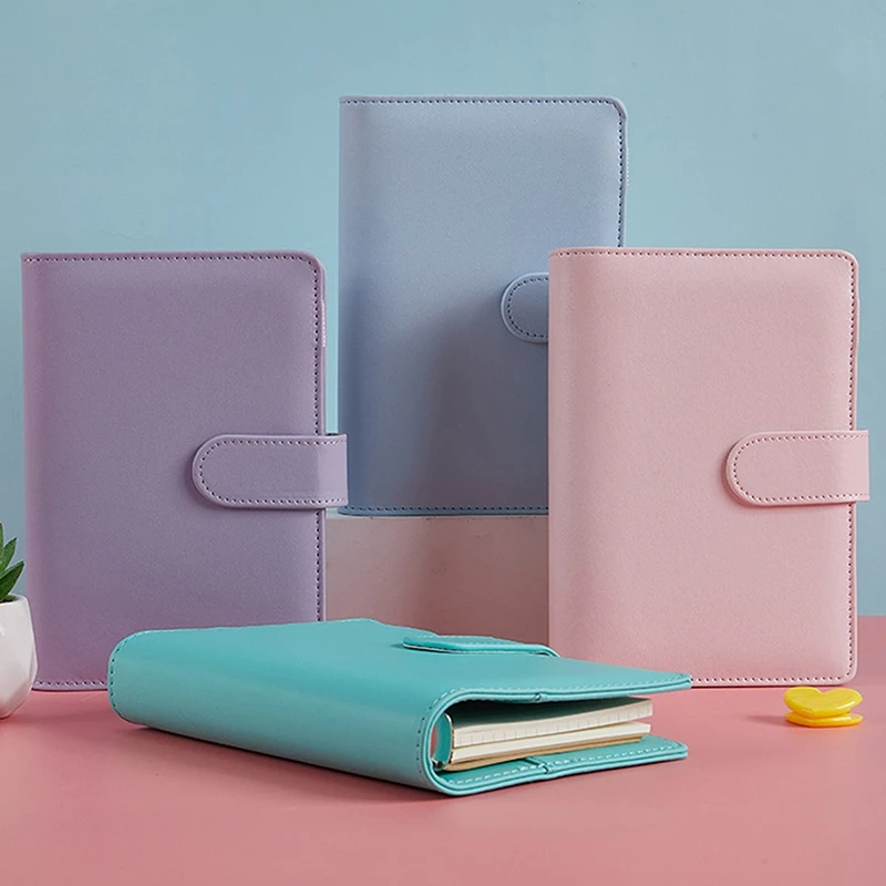 

A6 PU Leather Macaron Color Notebook Loose Leaf Portable Note Book Journal Notepad Schedule Planner Cash Budget Book Stationery