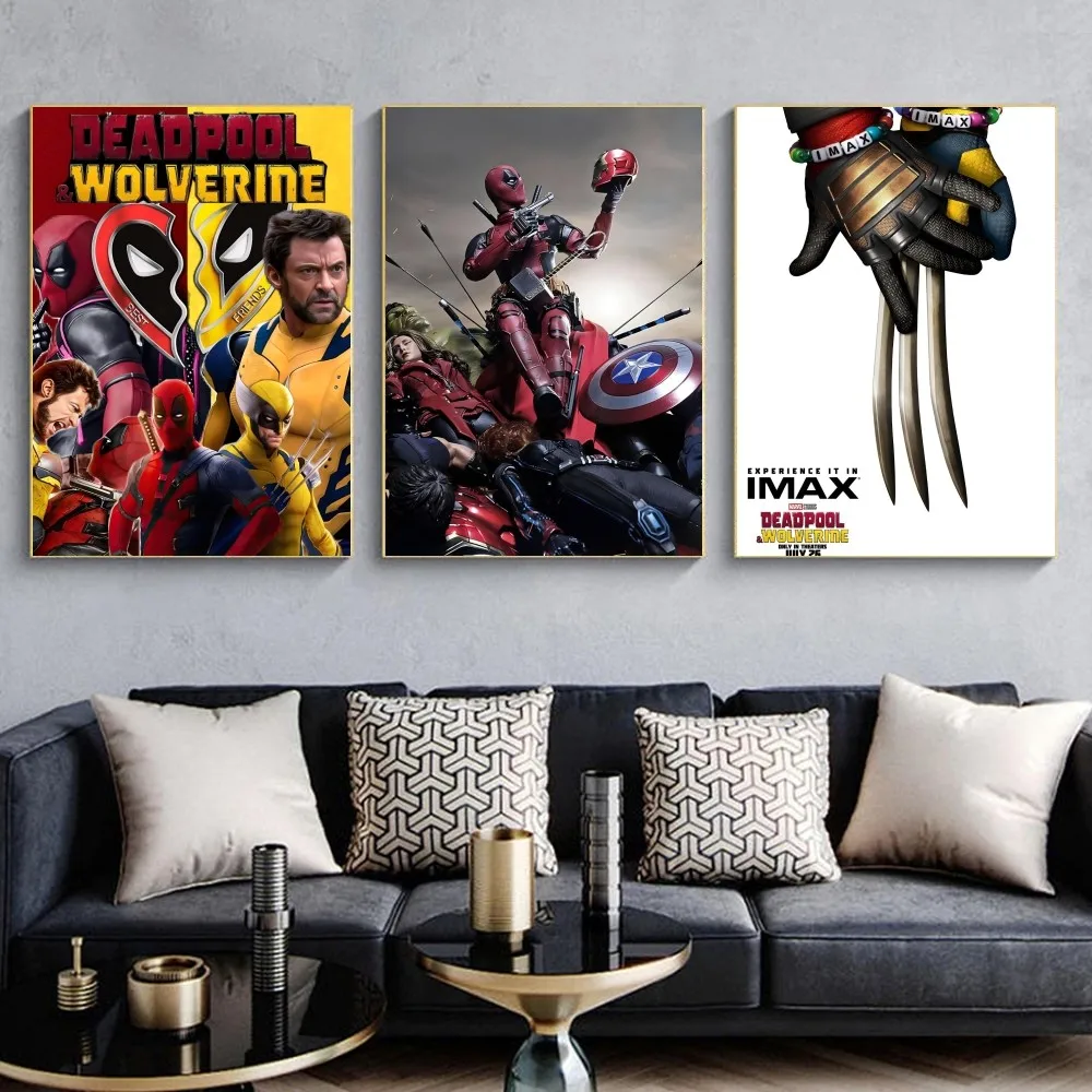 Anime D-Deadpool-and W-Wolverine Poster Self-adhesive Art Waterproof Paper Sticker Coffee House Bar Room Wall Decor
