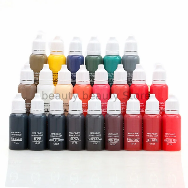 

15ml/bottle Tattoo Ink Microblading Pigments 23 Colors Permanent Makeup Color Natural Eyebrow Dye Plant For Tattoos Eyebrow Lips