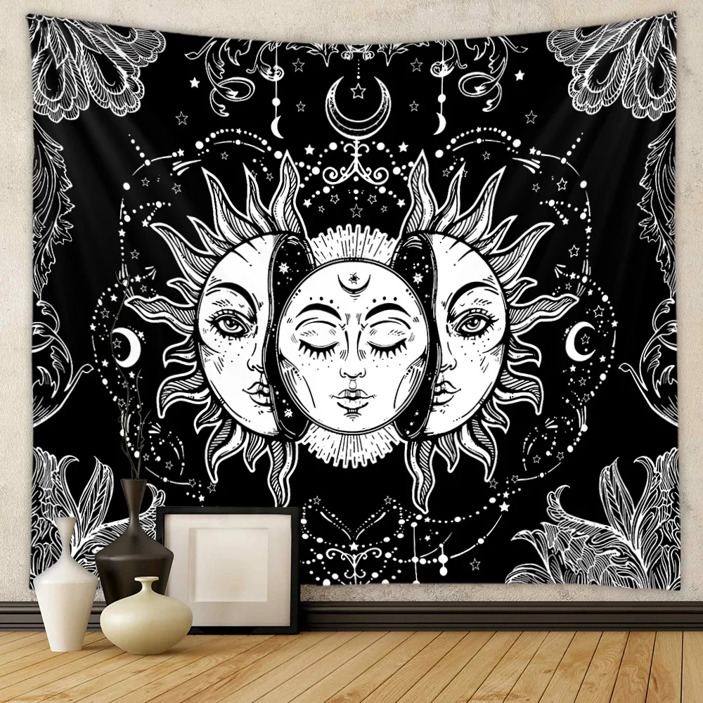 

Mandalas Tapestry Black Sun Tapestry Wall Hanging Tarot Hippie Wall Rugs Dorm Decor Blanket Bohemian Wall Decoration Tapestries