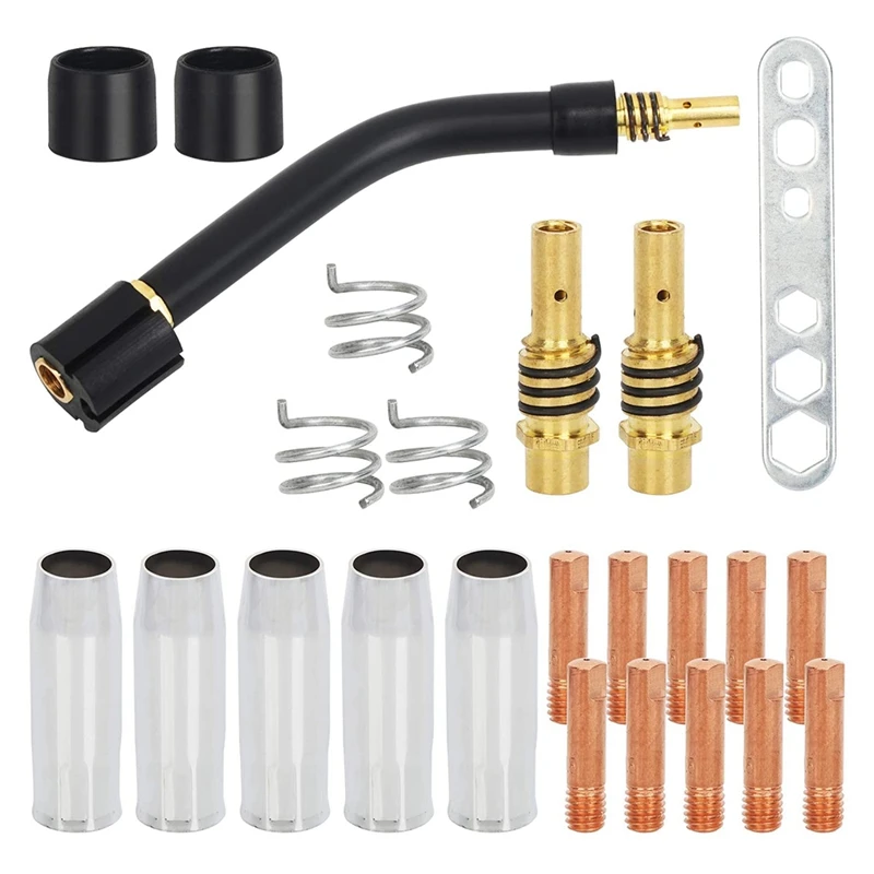 

27Pcs MB15 Nozzles Contact Tips MIG Welder Torch Kit Swan Neck For 15AK MIG Welding Torch