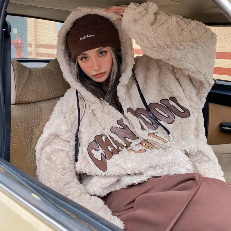 2021 Women's Autumn Winter Lamb Wool Sheepskin Coat Fur One-piece Thickened Jacket Women's Casual Warm Coat Oversized S ~ 4XL