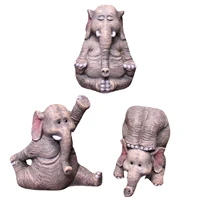 3pcs yoga elephant statue home decor garden mini statue ornament collection resin animal elephant figurine doing yoga table deco