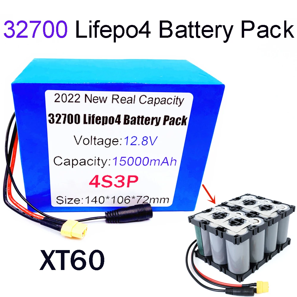 

100%New 32700 Lifepo4 Battery Pack 4S3P 12.8V 15Ah 4S 40A 100A Balanced BMS for Electric Boat and Uninterrupted Power Supply 12V