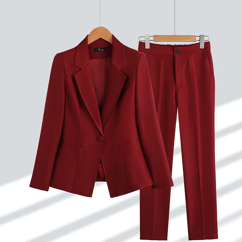 Korean Autumn Formal Ladies High Quality Blazer Women Business Suits with Sets Work Wear Office Uniform Pants Jacket Two Piece