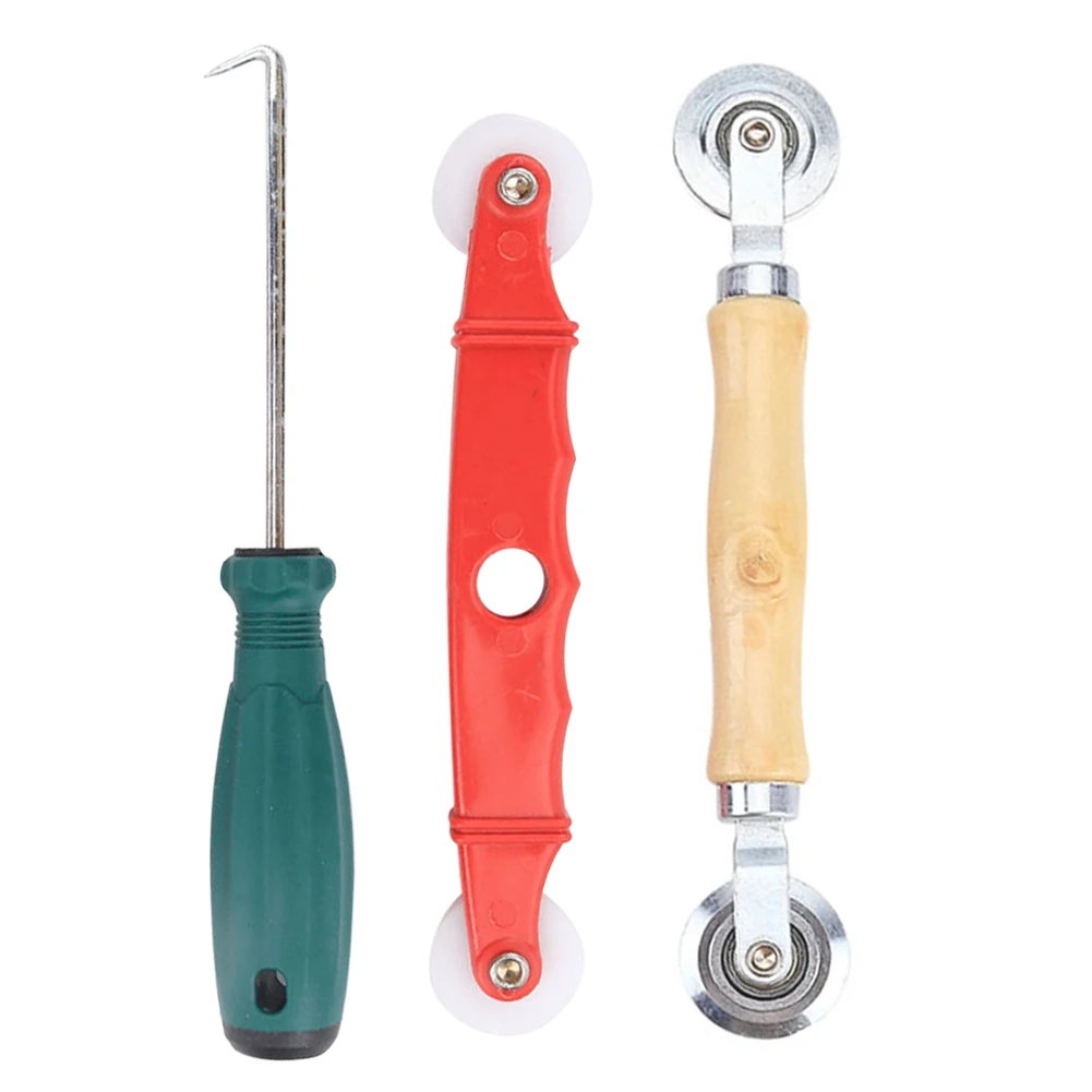 

Rubber Rolling Wheel Install Tools Wooden Handle Spline Roller for Renovator Window Installation Screen Door Household Hand Tool
