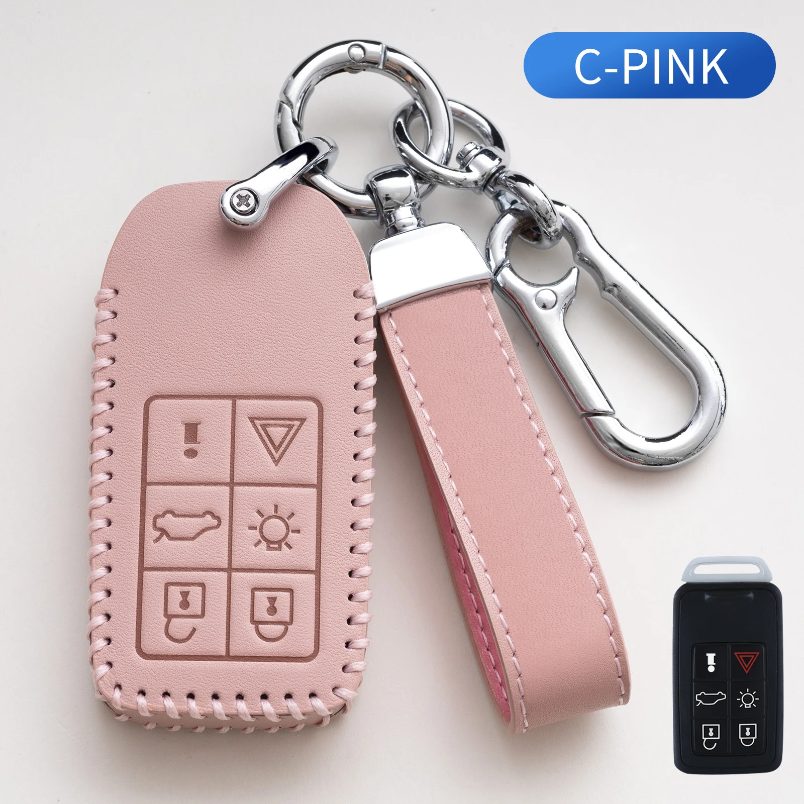 

For Volvo XC40 XC60 XC70 XC90 S90 V40 V60 S60 V90 2020 2021 Strong Top Cowhide Car Key Case Cover Protective Holder Shell