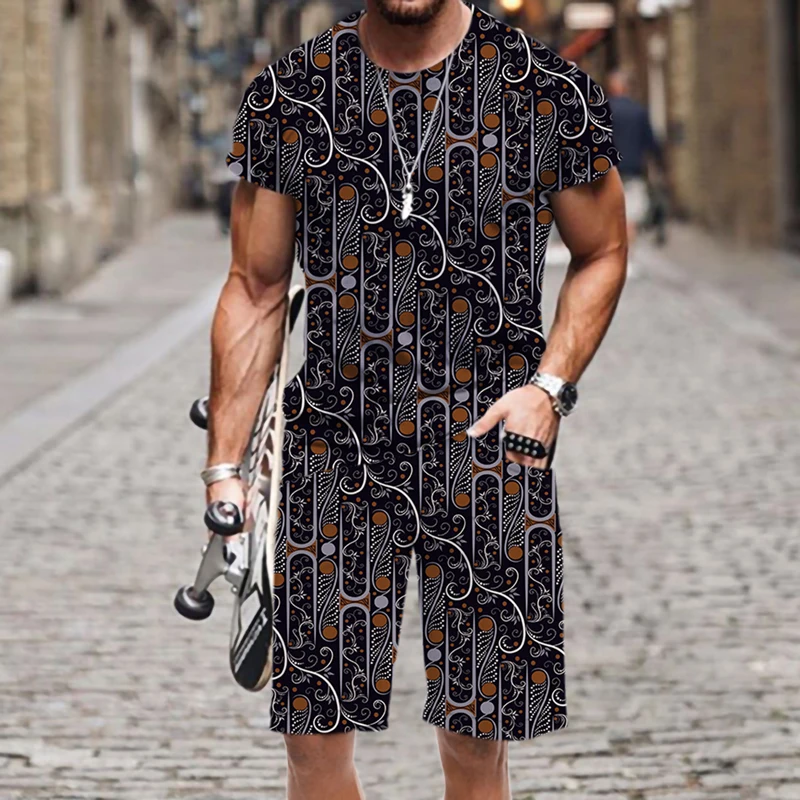 

Casual 3D Printed Summer Fashion Hot O Neck Hip-hop Beach Luxury Men's Shorts Street Outfit Tops Sportswear 2022 New 2-piece Set