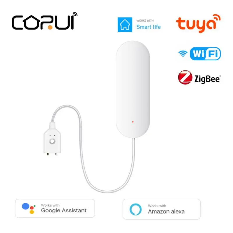Умный детектор воды CORUI Tuya Wi-Fi/Zigbee устройство с сигнализацией об утечке бытовая