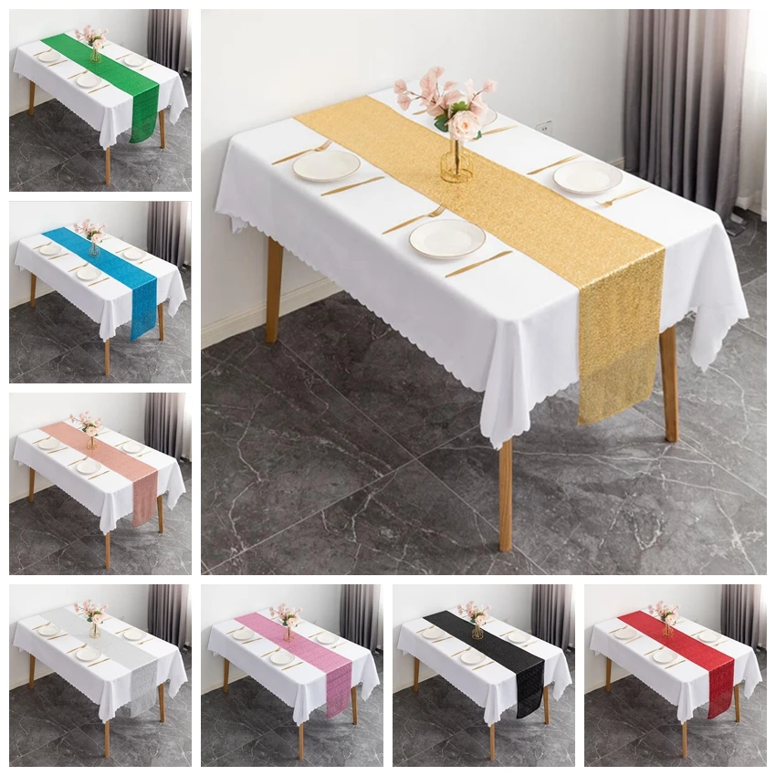 

Sequin Table Runner Shiny Gold Silver Colour Luxury Style Wholesale Embroider Sequin Table Runner For Wedding Hotel Dinner Party