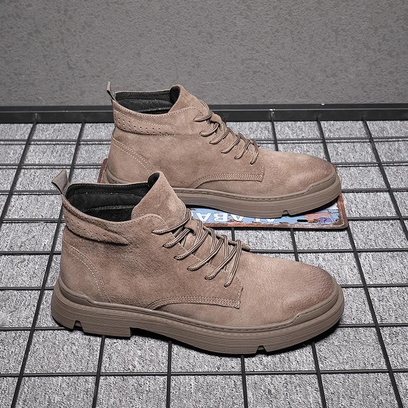 

Retro Genuine Leather Men's Boots Spring Autumn Men's Winter Casual Shoes Flats High Top Western Ankle Fashion Walking Driving