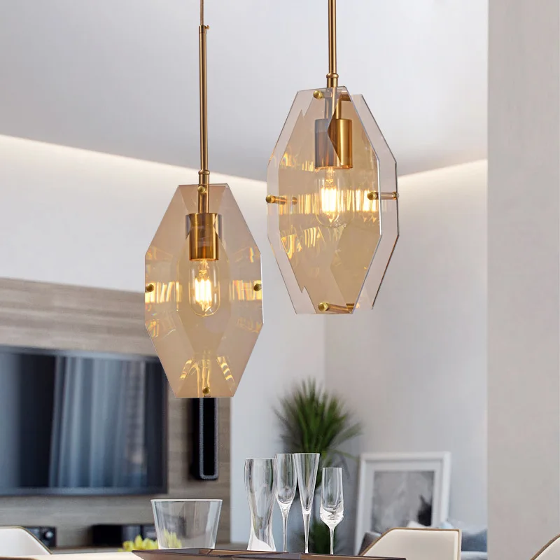 

2022 Luxury Small Pendant Lights High Quality Pure Copper Crystal Glass Hanging Lamp Bedroom Restaurant Home Decora Chandeliers