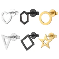 korean version of stainless steel titanium steel fashion love diamond triangle round pentagram simple earrings factory outlet
