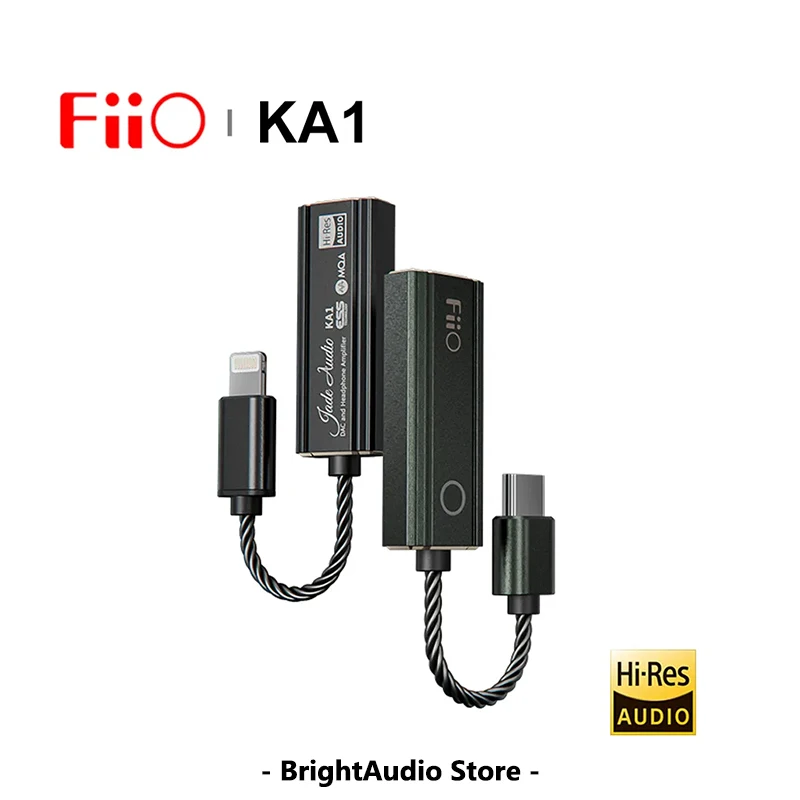 

FiiO JadeAudio KA1 USB DAC AMP Adapter MQA TYPE-C/Ligthning to 3.5mm Audio Cable ES9281AC Pro Chip PCM 384kHz DSD256 Android iOS