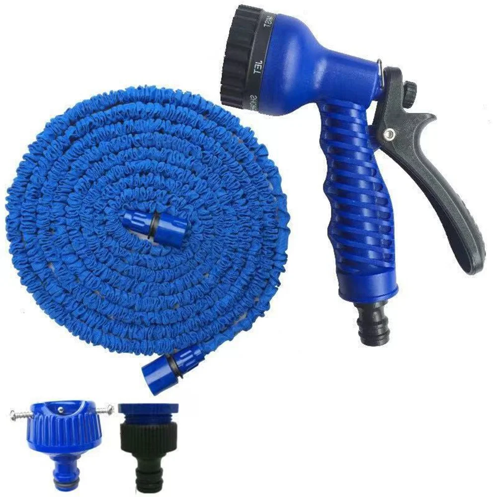 

25-200FT Expandable Water Gun Hose Kit Magic PVC Reel Pipe with 6 Spraying Mode Water Gun for Garden Farm Irrigation Car Wash