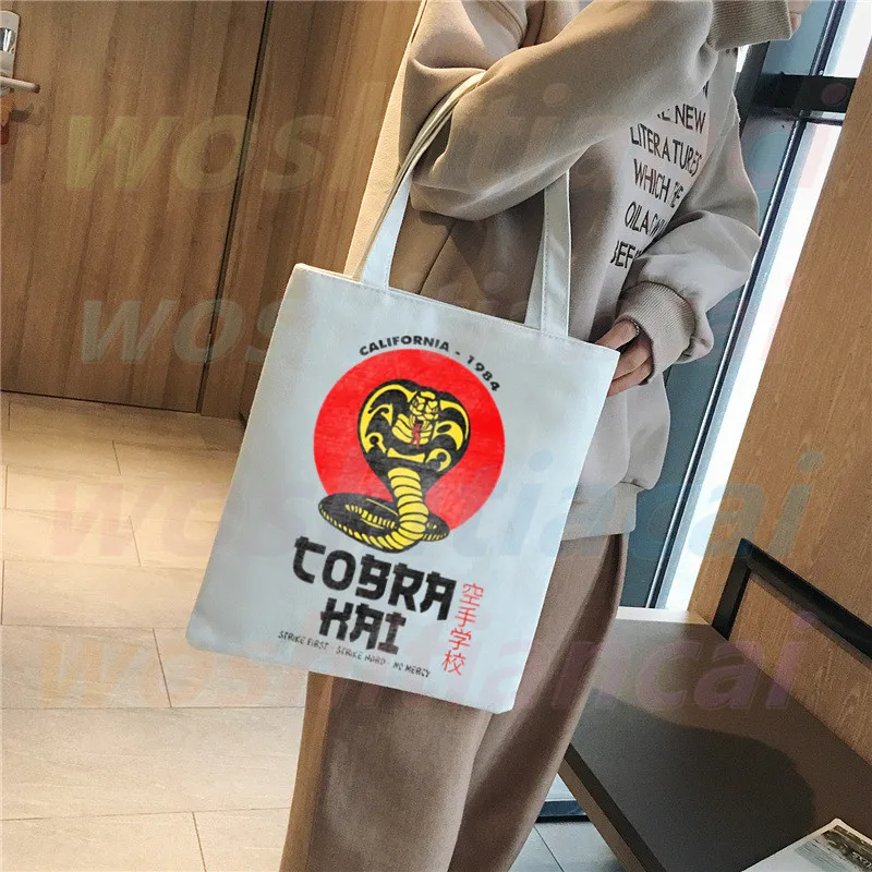 

Cobra Kai Shopping Bag Grocery Shopper Jute Bag Shopping Thai Venomous Snake Tote Bag Shoping Reusable Bolsa Compra Sacolas
