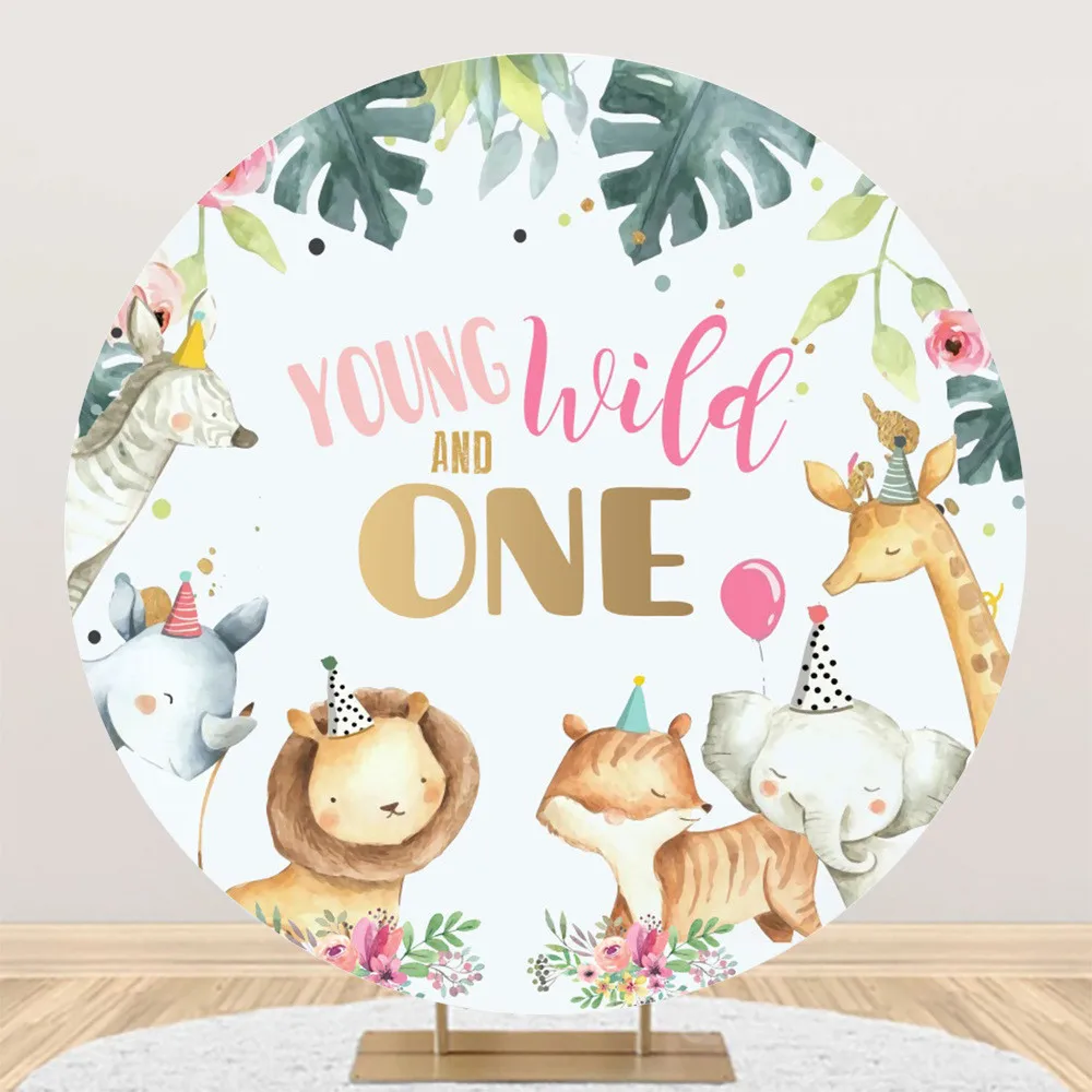 

Human Friend Cartoon Animal Circle Round Shape Backgrounds Photography Children Birthday Party Photozone Poster Photo Backdrops