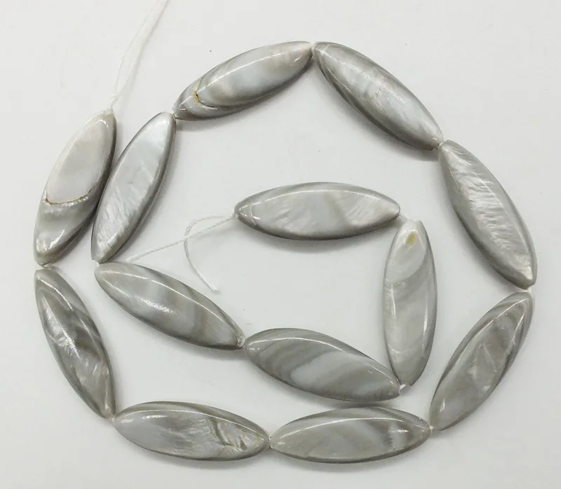

Exquisite 10PCS 10X30MM classic gray Marquise Shape shell Loose beads 15"