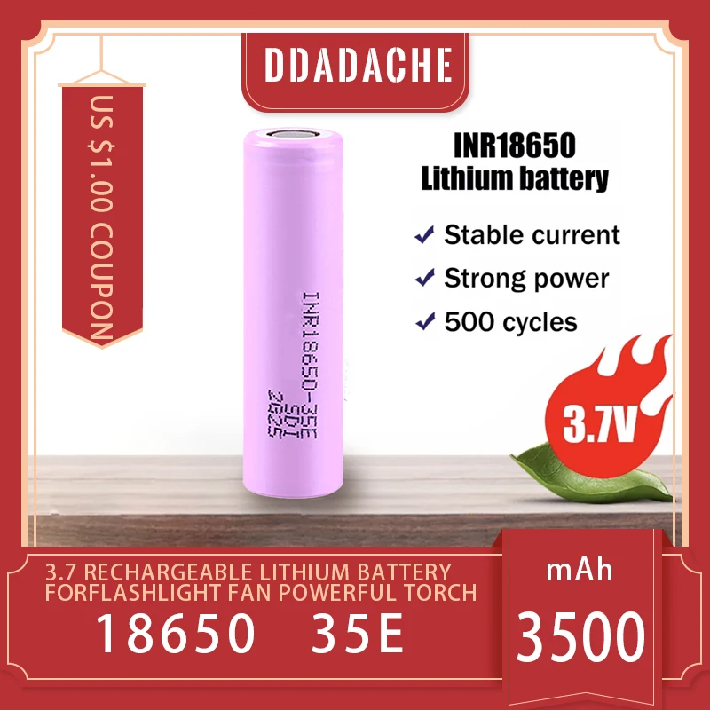 

1-10 Actual Capacity Original Power 18650 Lithium Battery 35E 3500mAh 3.7V 25A High Power Inr18650 Electric Tools