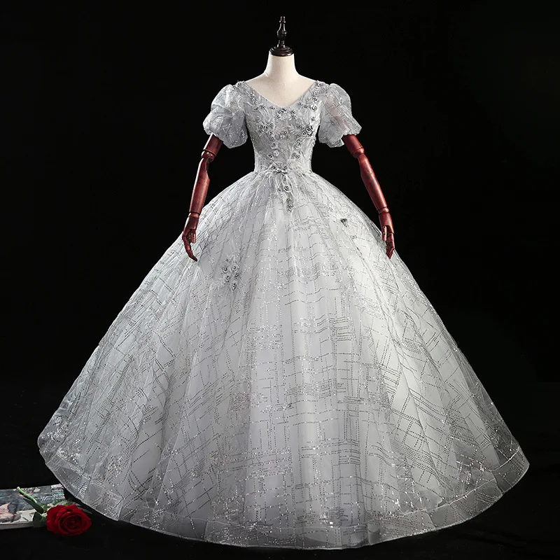 Серебристо-серое бальное платье по индивидуальному заказу женские платья Quinceanera