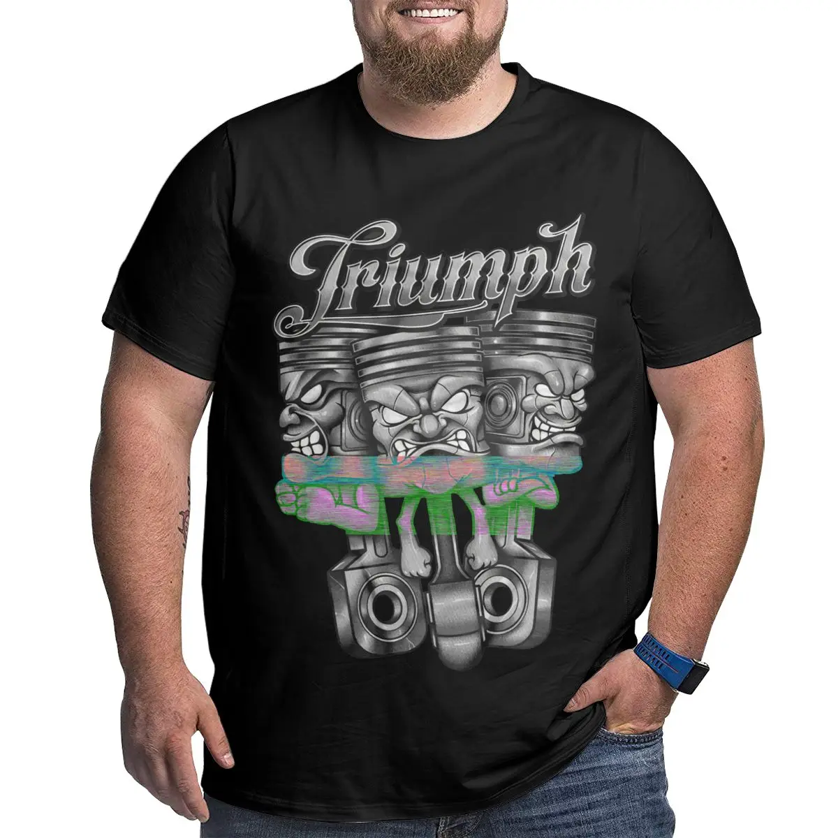 

triumph classic 100% Cotton T Shirts for Big Tall Man Oversized T-shirt Plus Size Top Tee Men's Loose Large Top Clothing