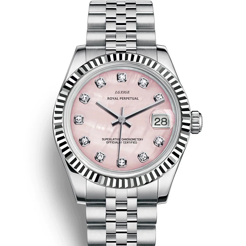 Женские автоматические часы с логотипом на заказ розовые золотые черные синие