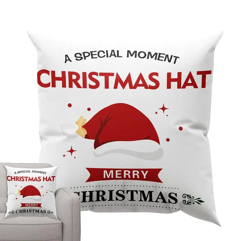 

Merry Christmas Pillow Covers Comfortable Square Throw Pillow Soft Linen Cushion Sheet Christmas Decorative Pillowcase For Women