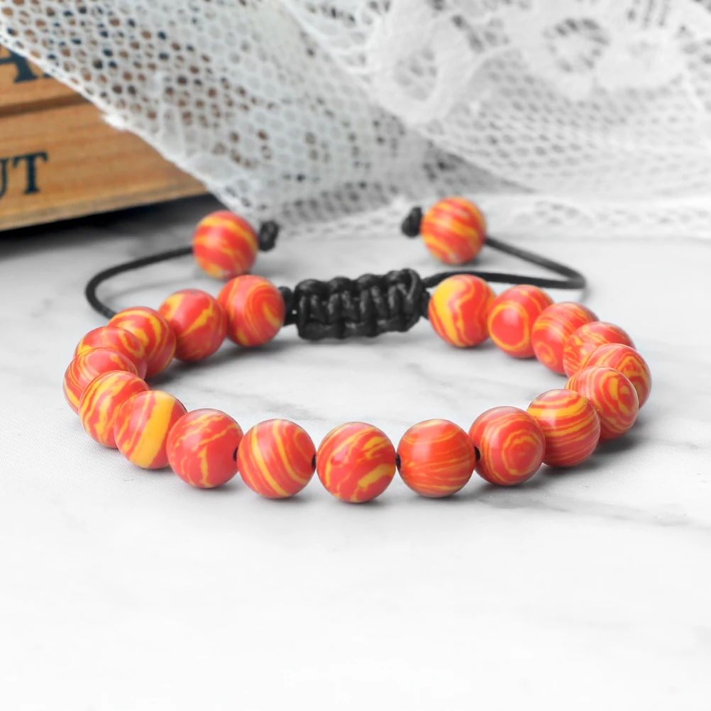 Новый красочный 8 мм малахитовый плетеный браслет для женщин и мужчин