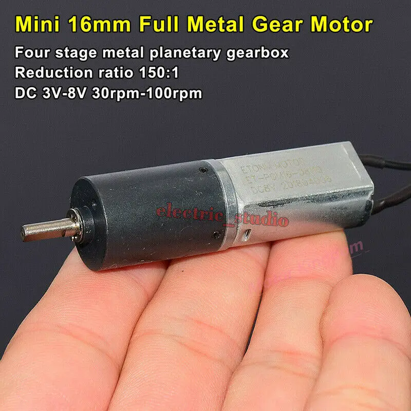 

Micro 16mm Four-stage planetary reduction Gear Motor DC 3V 6V 8V 30RPM-100RPM Slow Speed High Torque All Metal Gearbox Engine