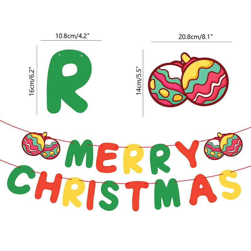 Рождественские украшения 2025 мультяшный флаг цветной Рождественский фестиваль