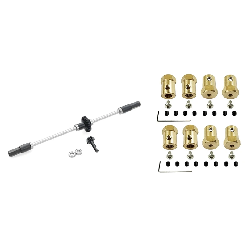 

NEW-1 Set 5Mm To 12Mm Brass Combiner Wheel HUB Hex Adapter & 1 Pcs Gear Bridge Axle Gear Steering Cup Kit