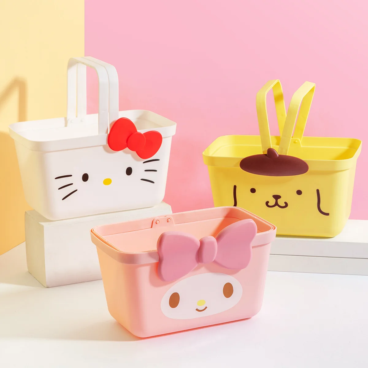 

Аниме Sanrio Kawaii новая портативная корзина для хранения HelloKitty Mymelody Cinnamoroll pompurin кухонная корзина для слива корзина для хранения мультяшный