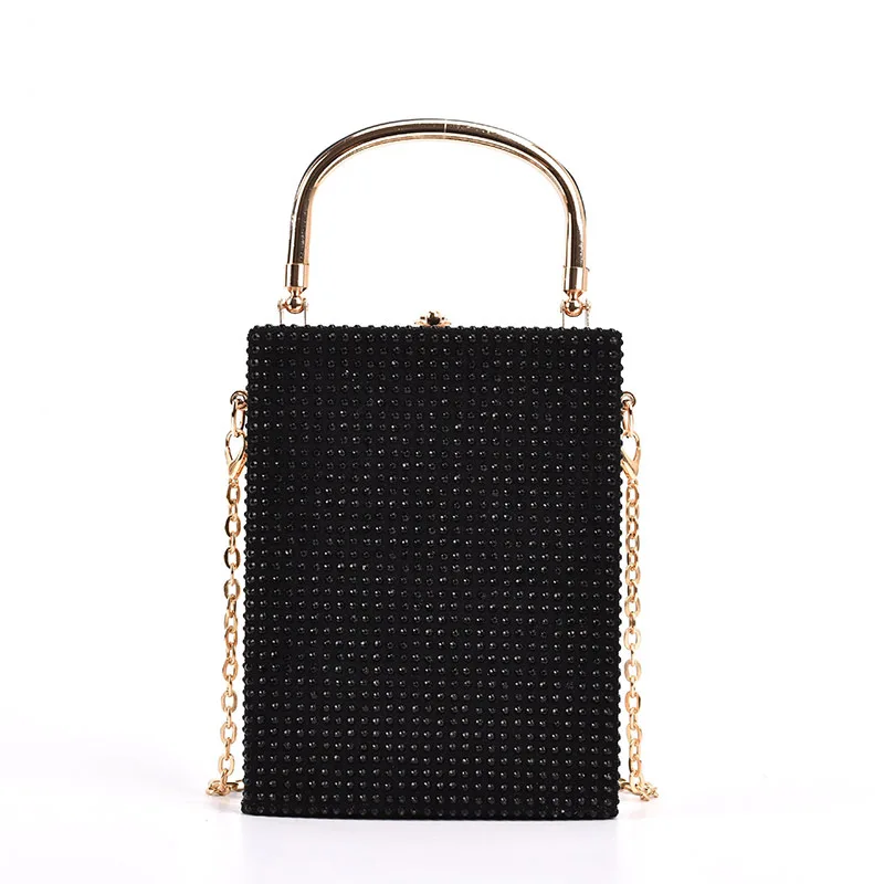 

Luxury Designer Rhinestone Sequin Handbags And Purses 2023 Ladies Clutch Bag Women Evening Party Purses Fashion Box Shape Bag