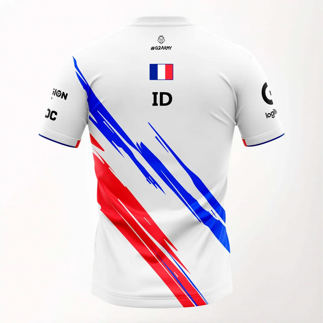 

Team Supporters Uniforms New G2 National Team Uniforms G2 E-sports Uniforms League of Legends 3D T-shirt 2021 G2 France Collar