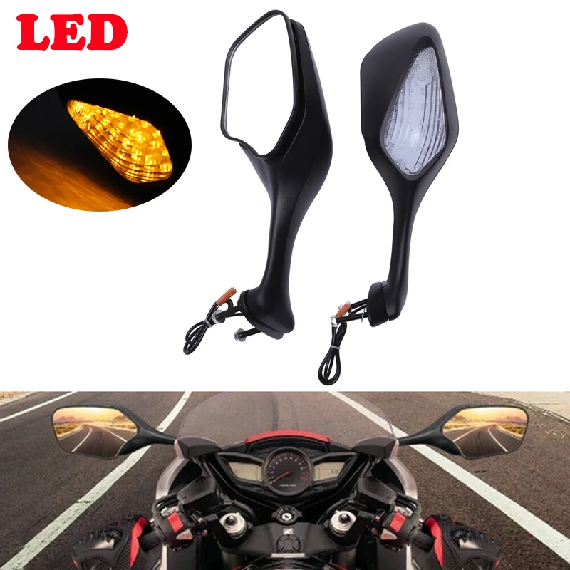 

For Honda CBR1000RR CBR1000 RR 2008-2019 2009 2010 Motorcycle Rear View Mirrors LED Turn Signal Light Side Mirrors Accessories