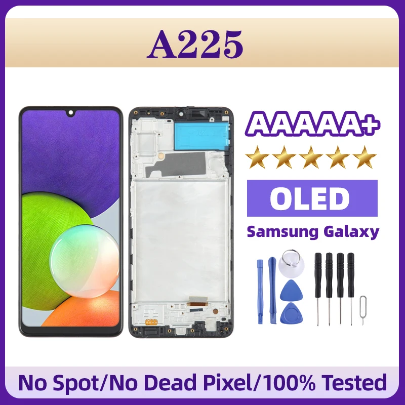 

Super AMOLED LCD Display Screen and Touch Digitizer Assembly for Samsung Galaxy A22 4G SM-A225 Black LCD Screen Replacement