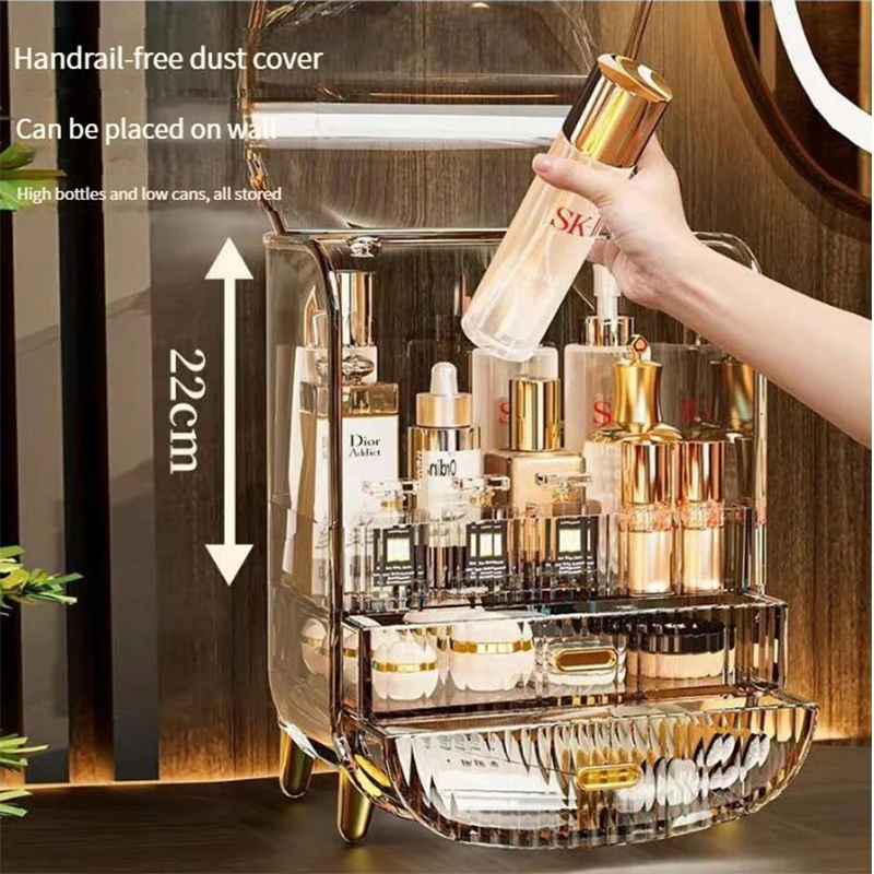 

New Organizer Jewelry Cosmetic Storage Box Transparent Quality Container Capacity Desktop High Drawer Skincare Large Type