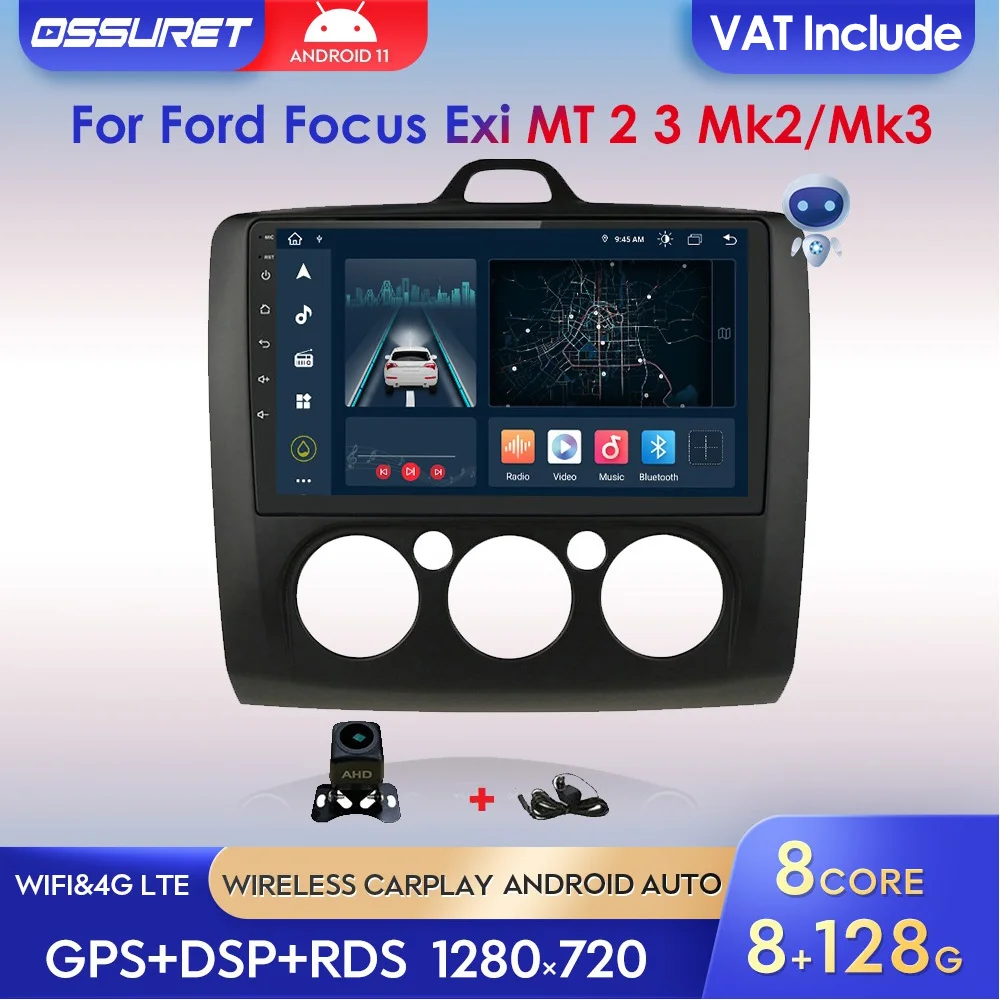 Автомагнитола для Ford Focus 2 3 Mk2 Mk3 2004-2011 Android 10 Octa Core AI Voice IPS DSP OBD с GPS мультимедийный