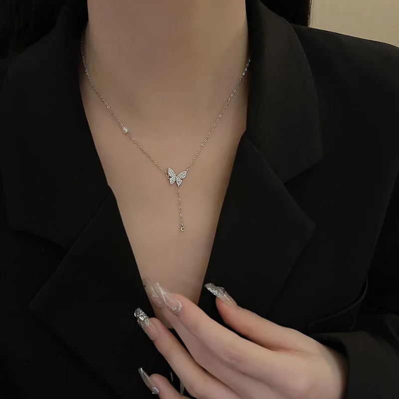 

BFXDG New Butterfly Pendant Stainless Steel Necklace Women Fashion Jewelry Girl's Birthday Gift Free Shipping Butterfly Necklace