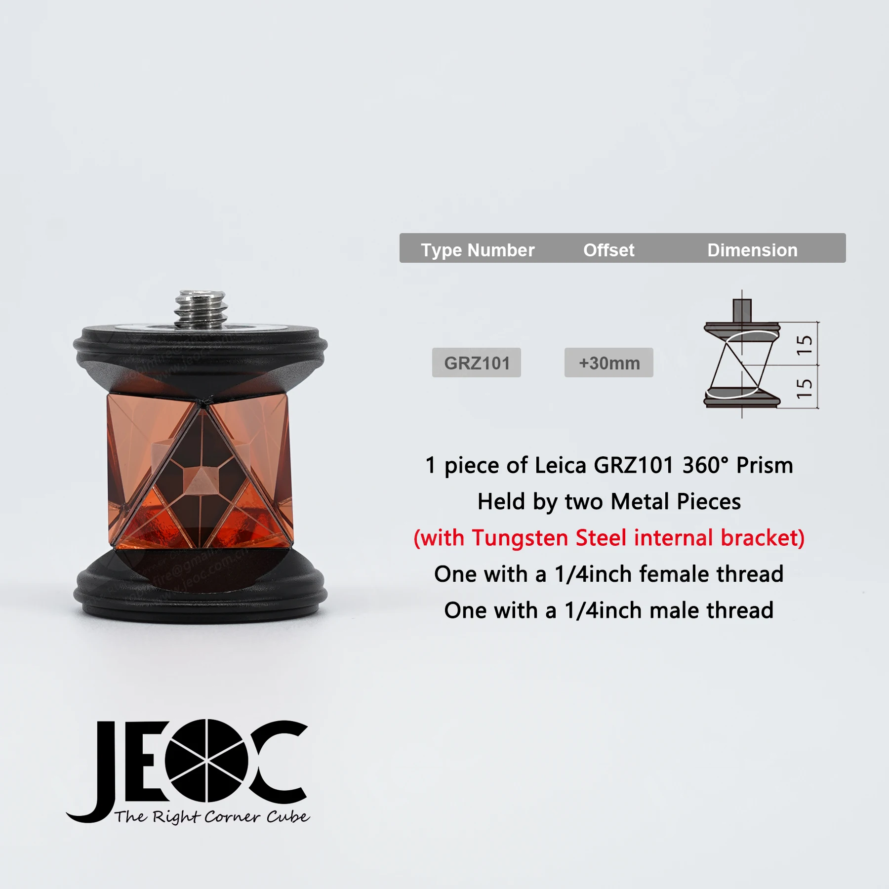 

JEOC GRZ101 с внутренним кронштейном из вольфрамовой стали без аксессуаров, только мини-призма 360 градусов для тахеометра