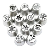 12pcs christmas icing piping tip nozzle steel piping tip cake decorating tools for birthdays wedding cake dessert pastry