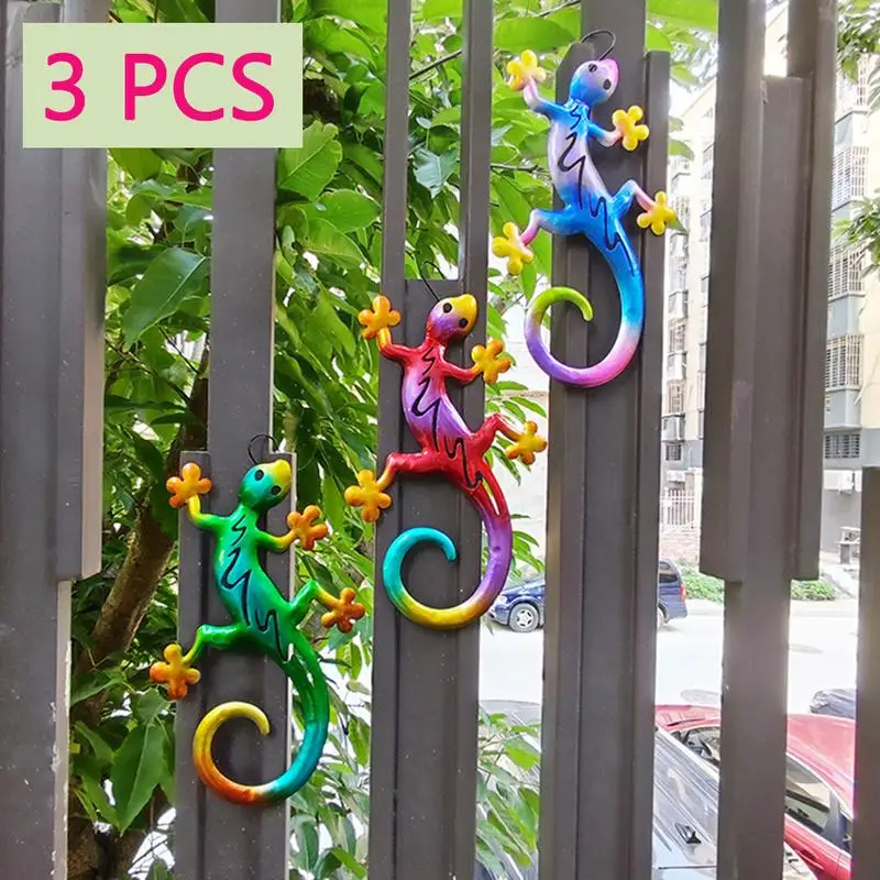 

3Pcs Colourful Metal Wall Art Hanging Gecko Lizard Deisgn Choice Ornament