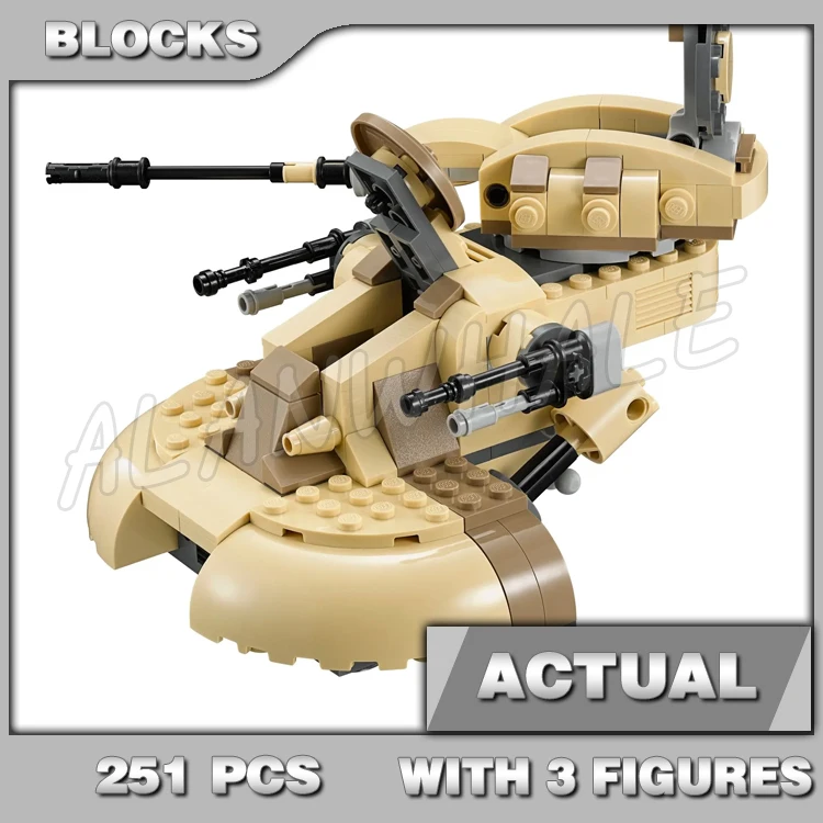 

251pcs Star Armored AAT Tank Dual Shooters Battle Droid Gungan Staff Shield 10371 Building Blocks Toys Compatible With Model