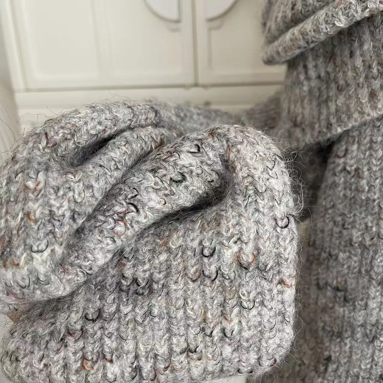 Осень-зима женские французские винтажные свитера с длинным рукавом разрезом на