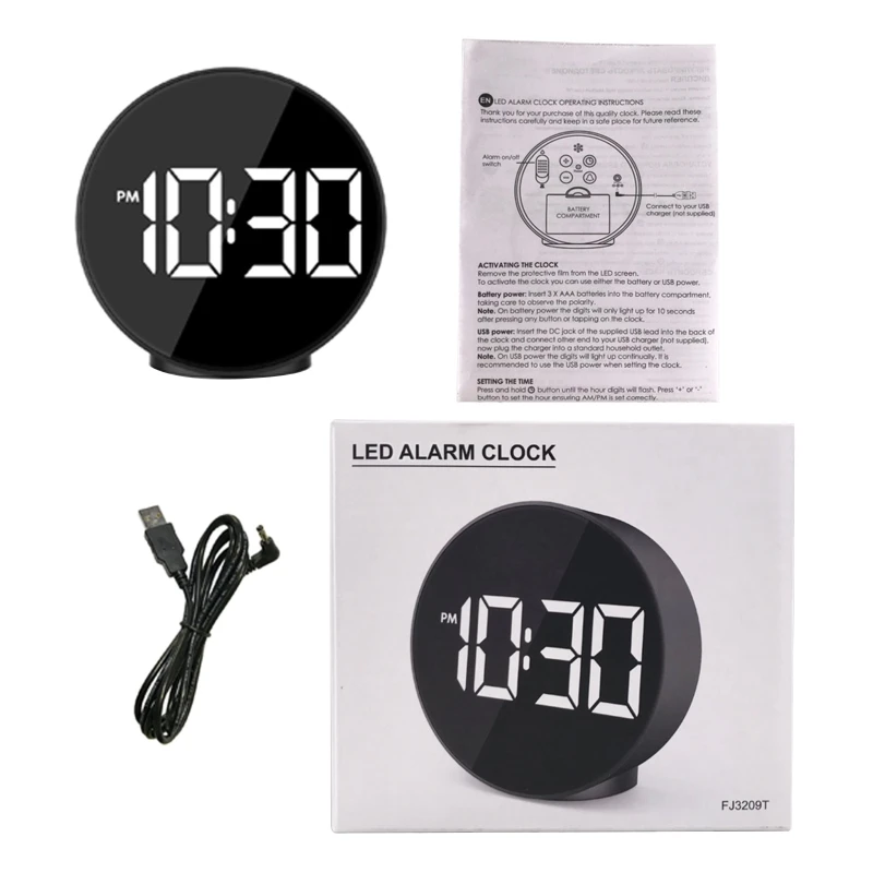 

LED Alarm Clock Voice Control Wake Up Light Electronic Time Temperature Display 367D