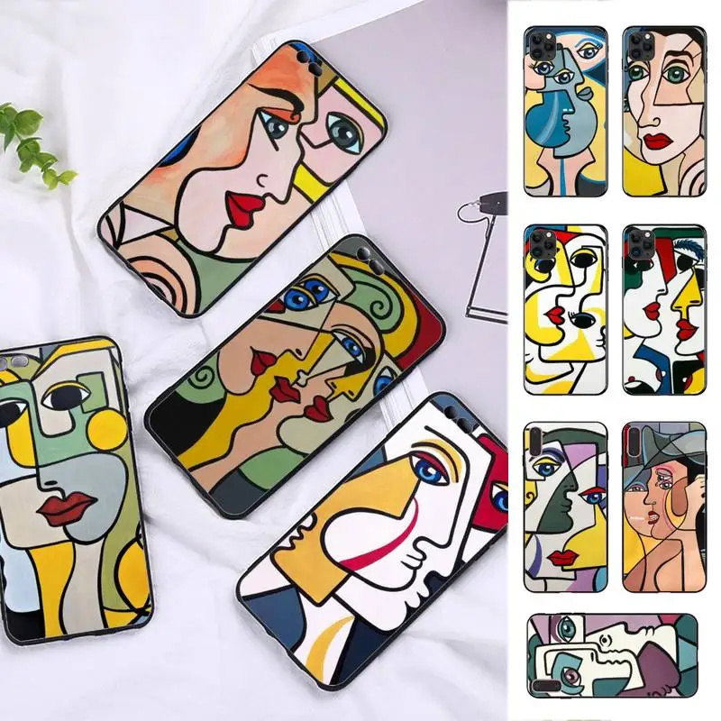 

FHNBLJ Picasso Abstract Art Painting Phone Case Silicone Soft for iphone 14 13 12 11 Pro Mini XS MAX 8 7 6 Plus X XS XR Cover