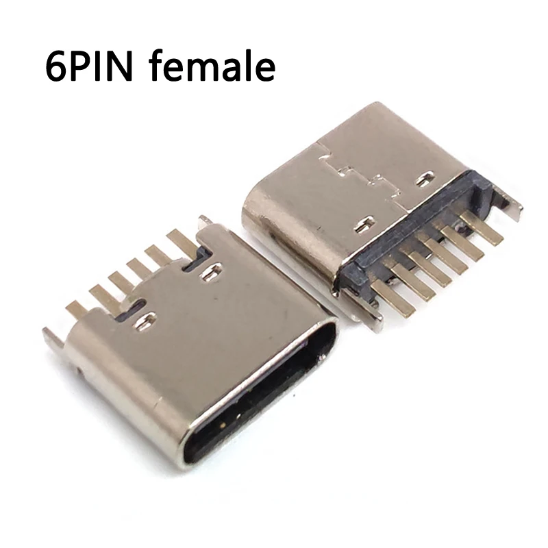 10 шт./лот 6-контактный гнездовой разъем SMT Micro USB Тип C 3 1 гнездо размещение SMD DIP для